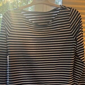 Vineyard Vines Sankaty Navy and White Striped Long Sleeve Tee Medium